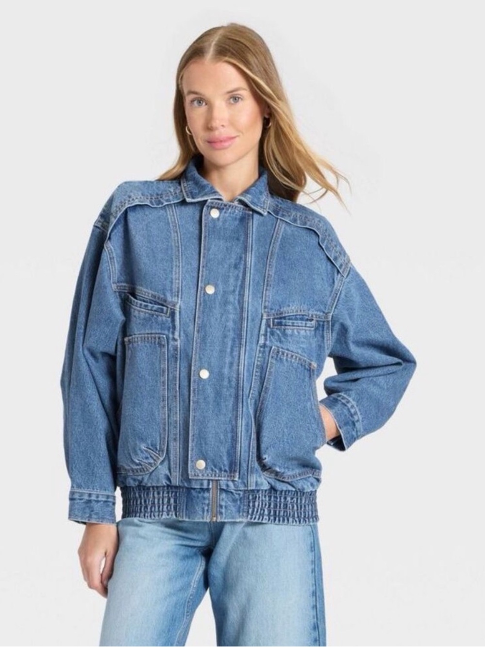Universal Thread Light Blue Denim Jacket with Snap Front